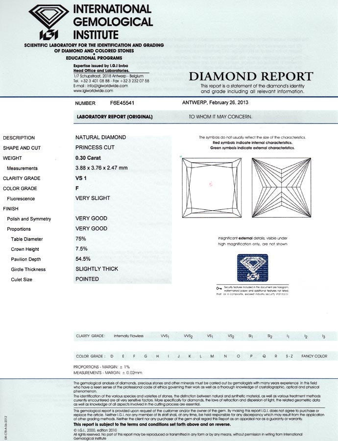 Foto 9 - Diamant Princess Schliff 0,30ct Top Wesselton F VS1 IGI, D6686