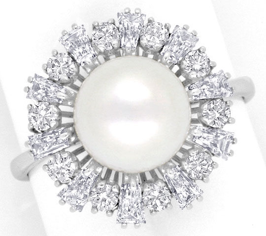 Foto 2 - Traum Perlen Ring Brillanten Trapez Diamanten-Weißgold, S4080