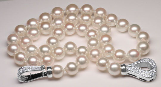 Foto 1 - Akoya Traum Perlenkette  9mm 1.3ct 53 Diamanten Schmuck, S6670